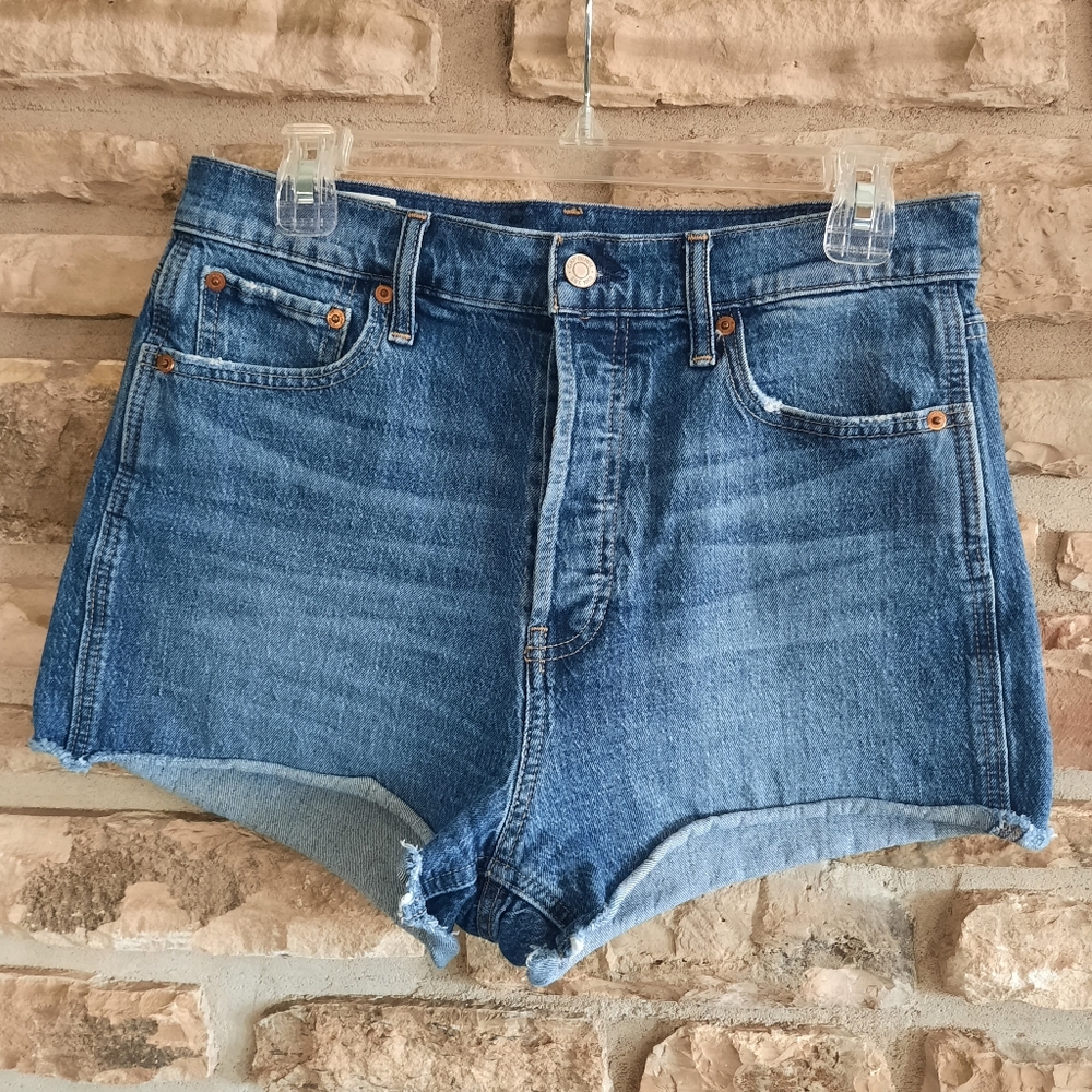 Gap Denim High-Rise Cheeky Short Women's size 10P Button Fly Cut-Offs Stretch